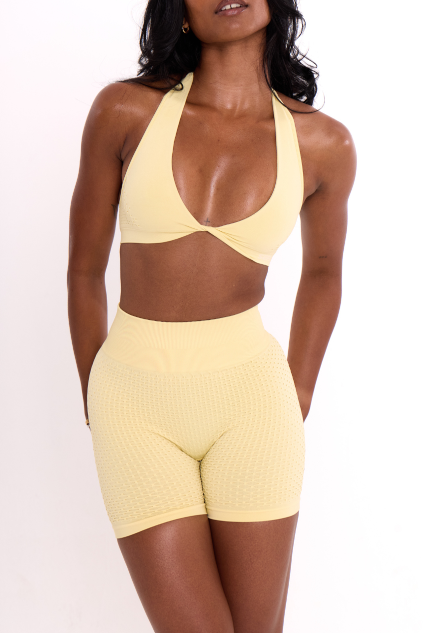 Waffle Halter Bra - Lemon Drizzle