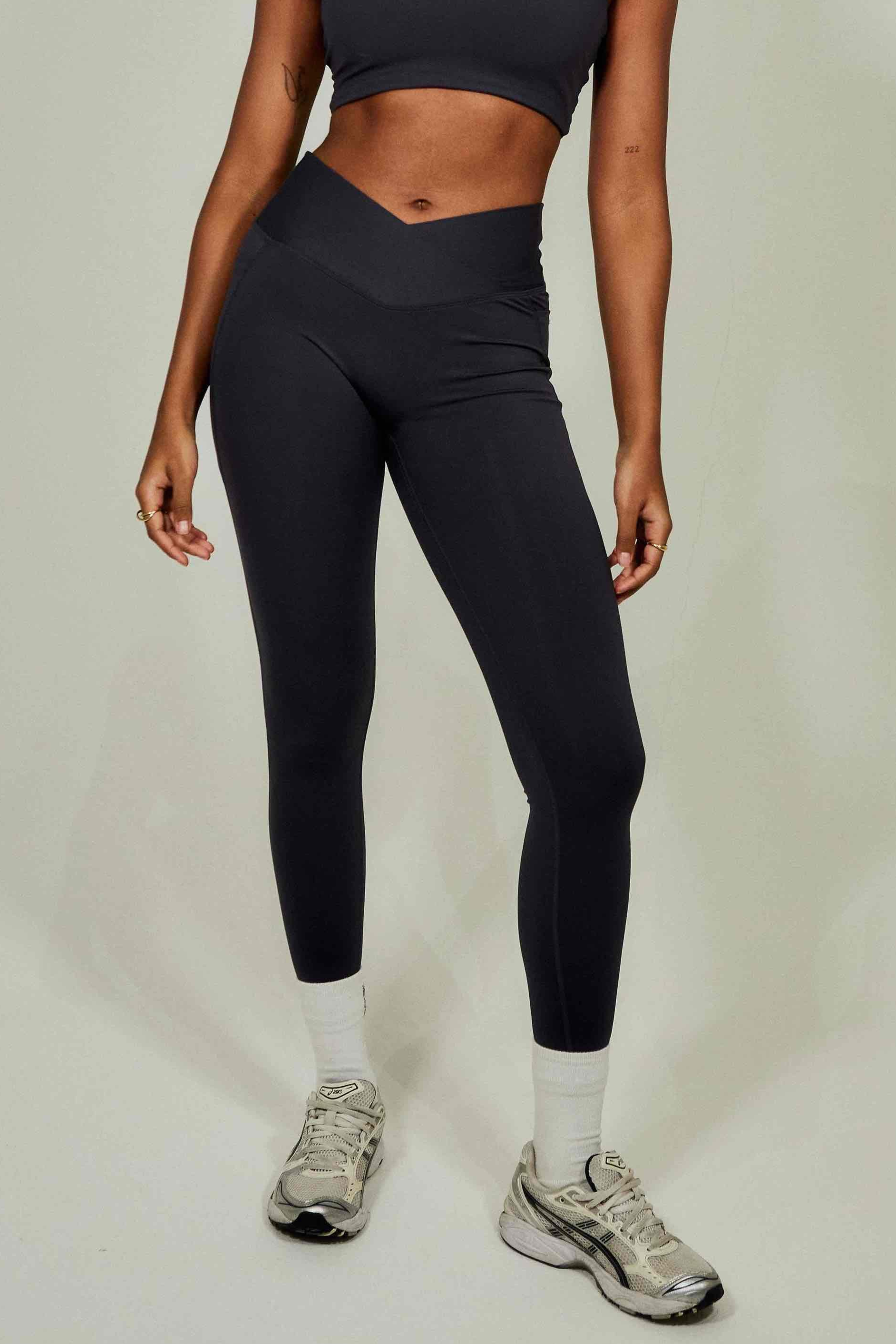 Active V Waist Leggings Full Length - Blue Storm