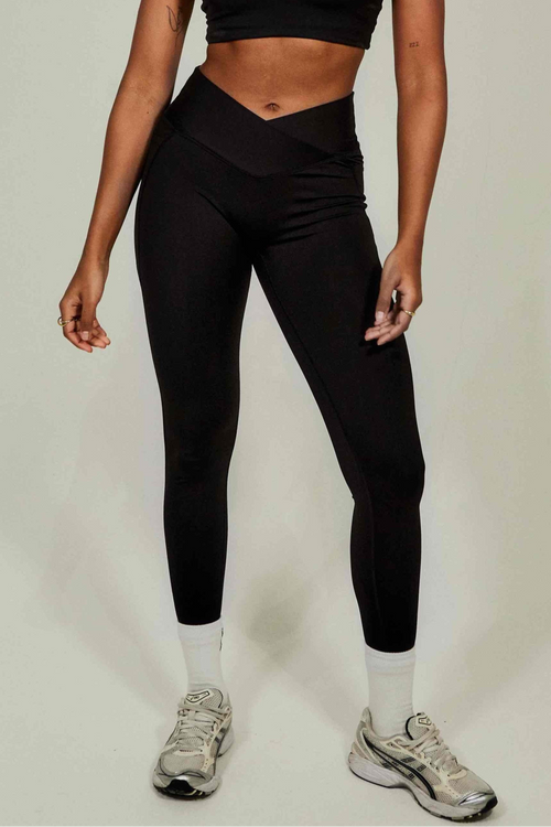 Active V Waist Leggings Full Length - Black Onyx