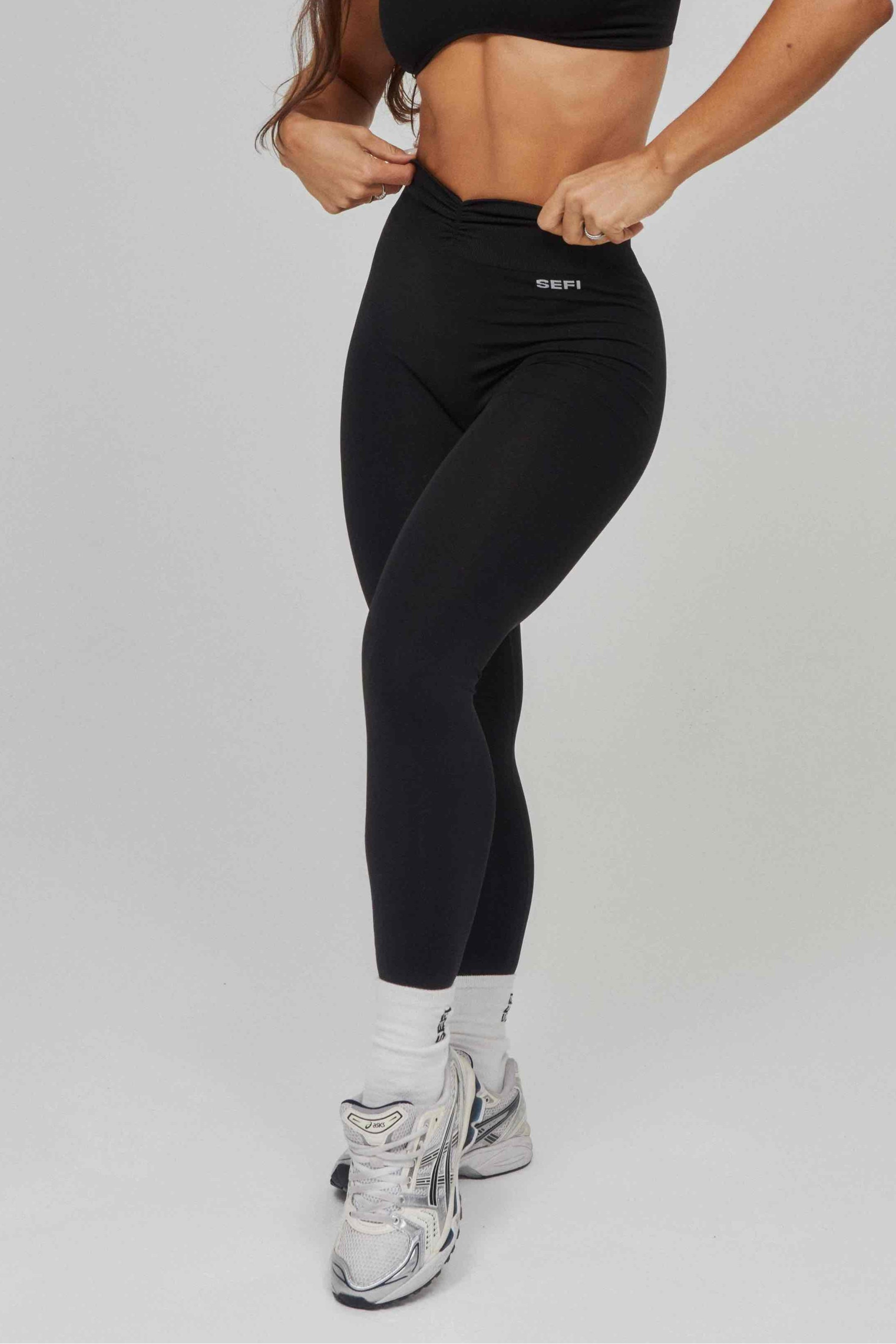 Butterluxe Ruched Waist 7/8 Leggings - Black Truffle