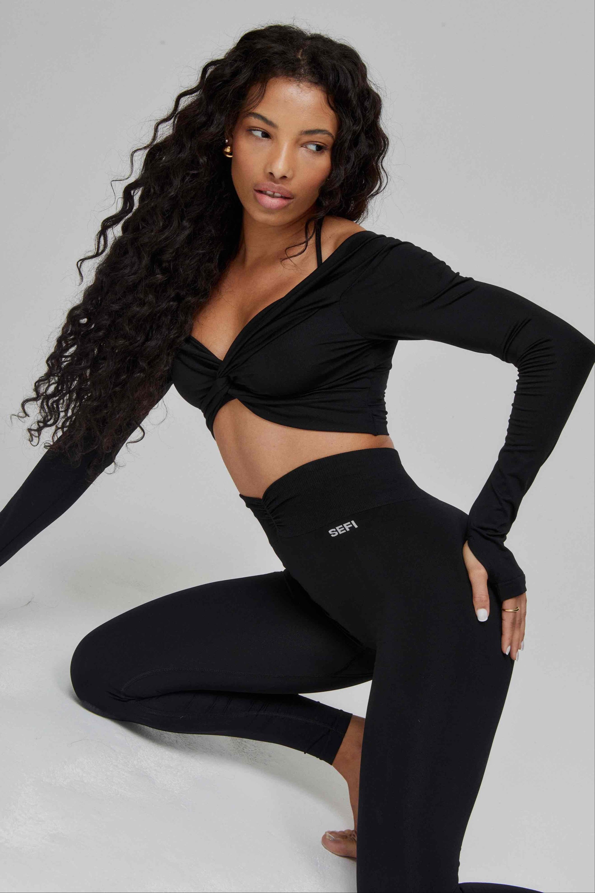Butterluxe Long Sleeve Twist Top - Black Truffle – SEFI