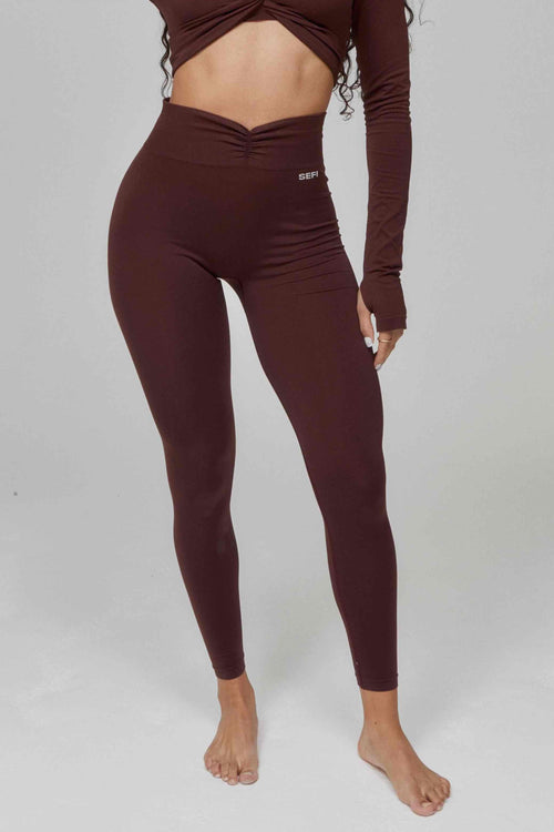 Butterluxe Ruched Waist Leggings Full Length - Bitter Chocolate